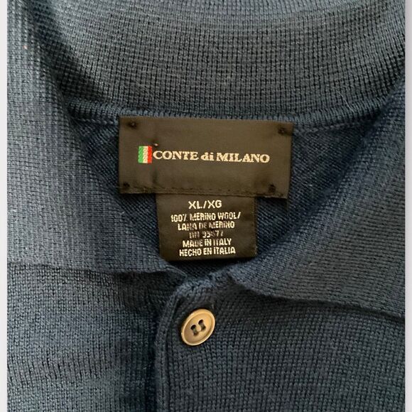 Vintage Conte di Milano Sweater Mens XL Wool Knit Collared Pullover Old Money - Picture 2 of 9